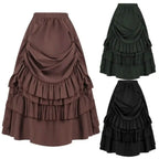 Layered Steampunk Skirt – Victorian Ruffles Cosplay Gothic - Brown / L