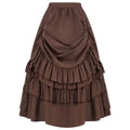 Layered Steampunk Skirt – Victorian Ruffles Cosplay Gothic - Brown / L