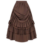 Layered Steampunk Skirt – Victorian Ruffles Cosplay Gothic - Brown / L