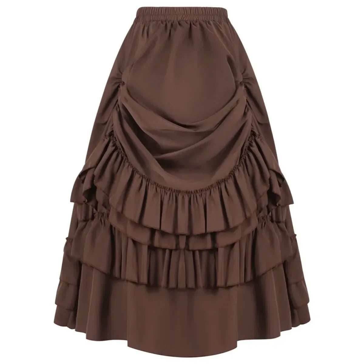 Layered Steampunk Skirt – Victorian Ruffles Cosplay Gothic - Brown / L