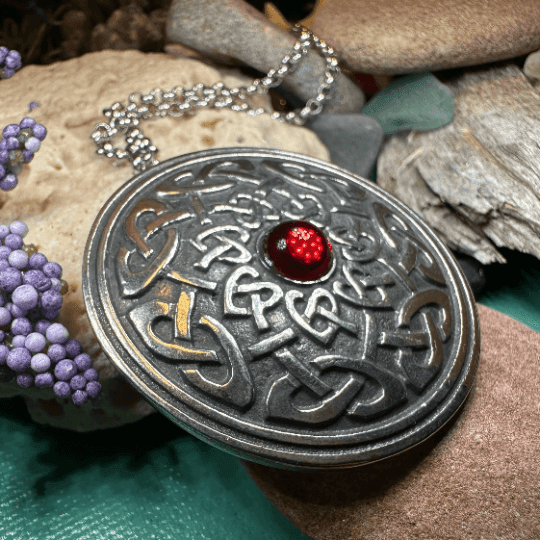 Warrior Queen Celtic Knot Necklace - Red