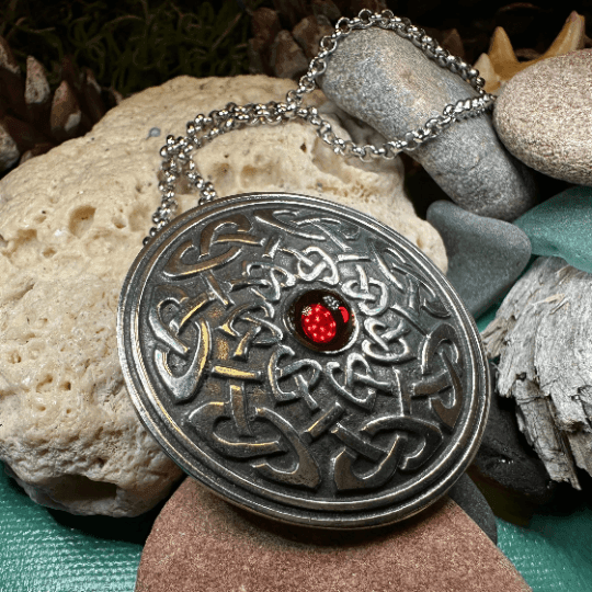 Warrior Queen Celtic Knot Necklace - Red