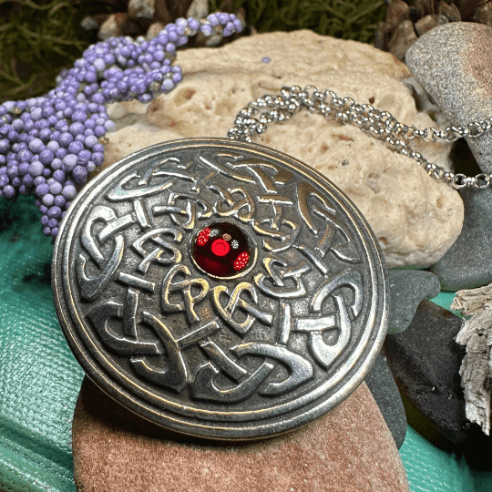 Warrior Queen Celtic Knot Necklace - Red