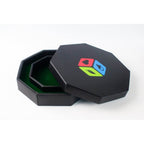 Leather Dice Vault With Lid, Storage for 5 Sets of Dice, and Staging Area (Red, Green, Blue, Purple) - Red