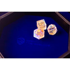 Leather Dice Vault With Lid, Storage for 5 Sets of Dice, and Staging Area (Red, Green, Blue, Purple) - Blue