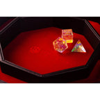 Leather Dice Vault With Lid, Storage for 5 Sets of Dice, and Staging Area (Red, Green, Blue, Purple) - Red