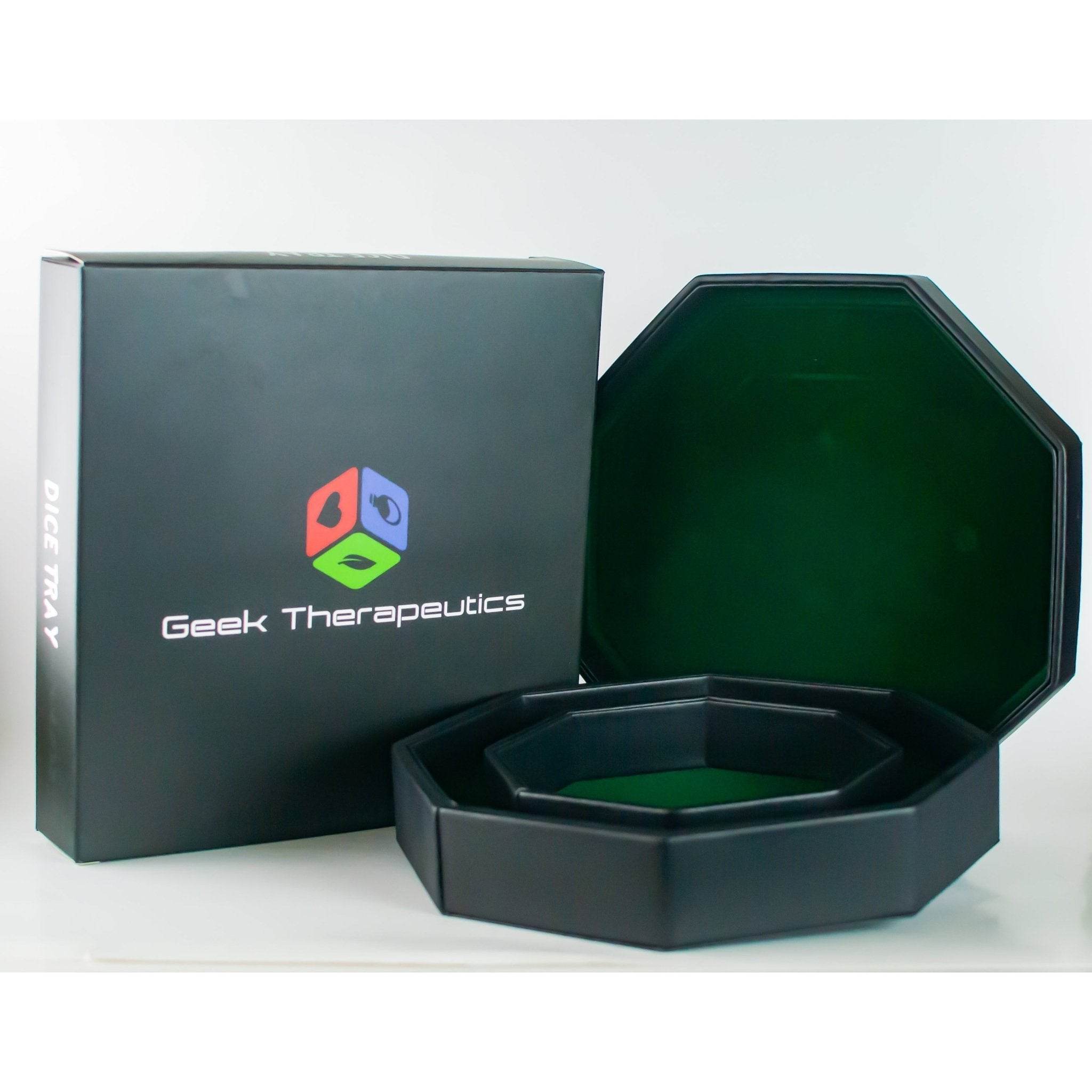 Leather Dice Vault With Lid, Storage for 5 Sets of Dice, and Staging Area (Red, Green, Blue, Purple) - Red
