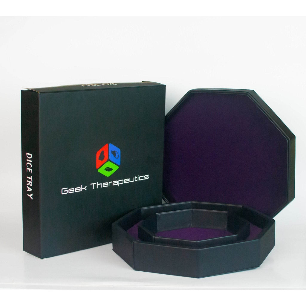 Leather Dice Vault With Lid, Storage for 5 Sets of Dice, and Staging Area (Red, Green, Blue, Purple) - Red