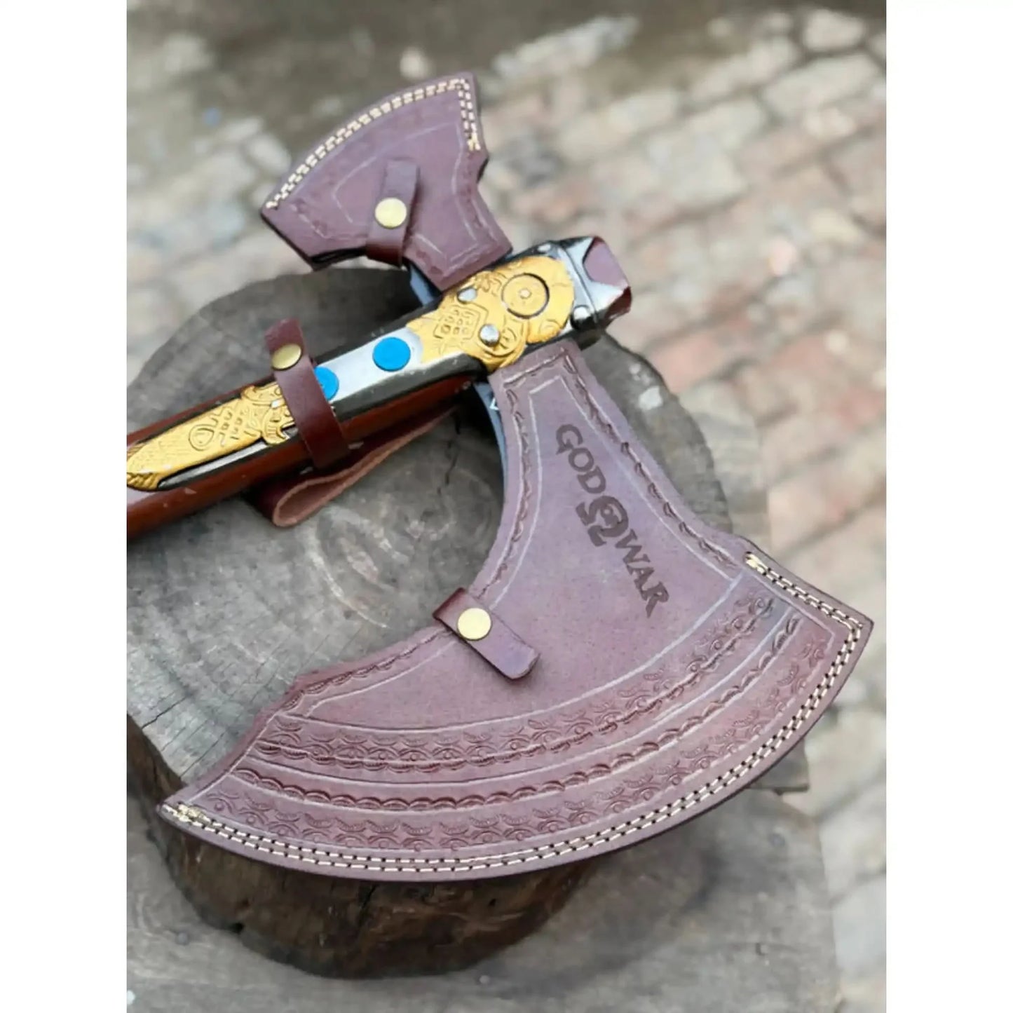 Hand-Forged Viking Double-Bit Fantasy Display Axe with Engraved Head