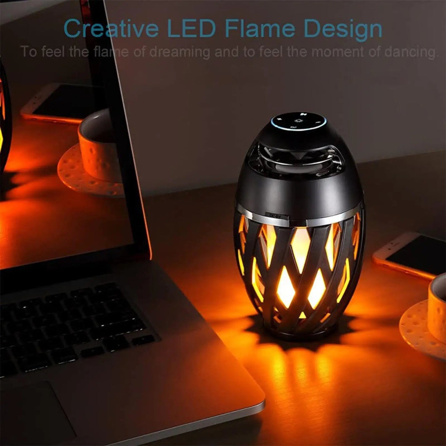 LED Flame Table Lamp Atmosphere Bluetooth Speaker