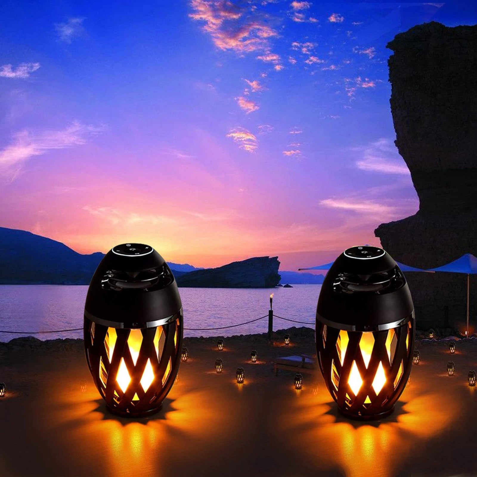 LED Flame Table Lamp Atmosphere Bluetooth Speaker