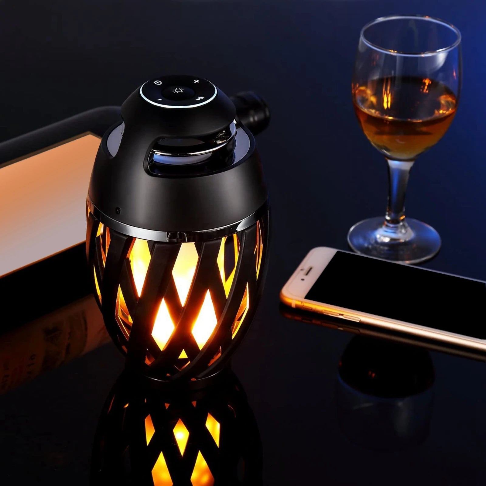 LED Flame Table Lamp Atmosphere Bluetooth Speaker