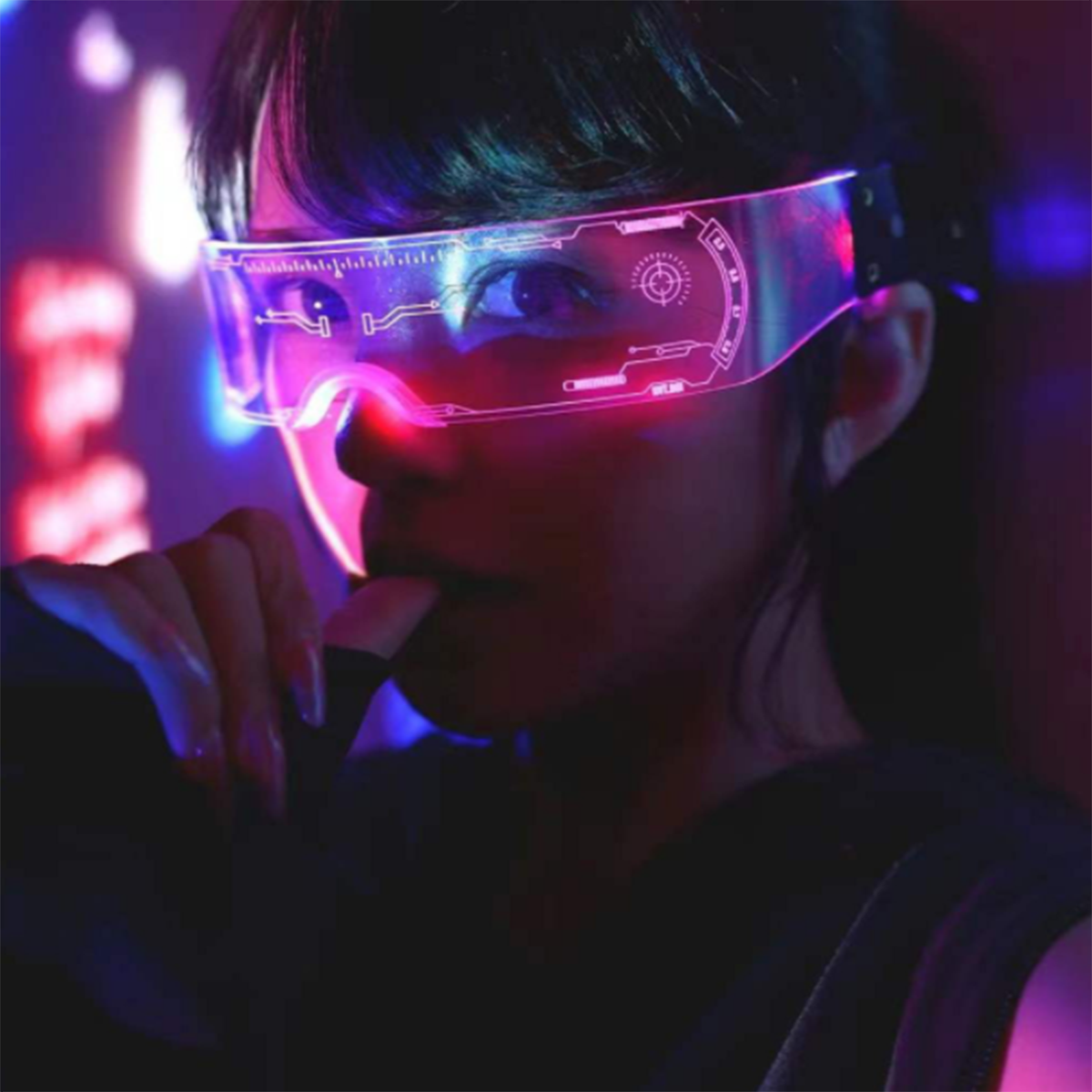 LED Glasses Cyberpunk Luminous Neon Glasses 7 Colors Rechargeable Party Glasses