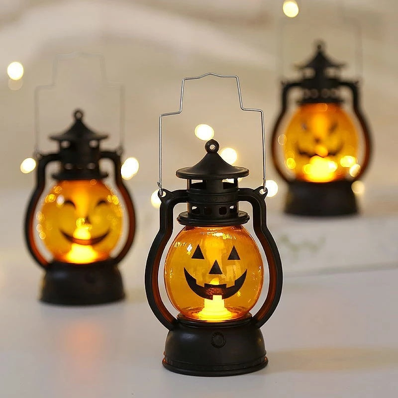 LED Haloween Pumpkin Ghost Lanter Candle Light Halloween Party Decoration for Home Holiday Bar Horror Props Oil Lamp Kids Toy