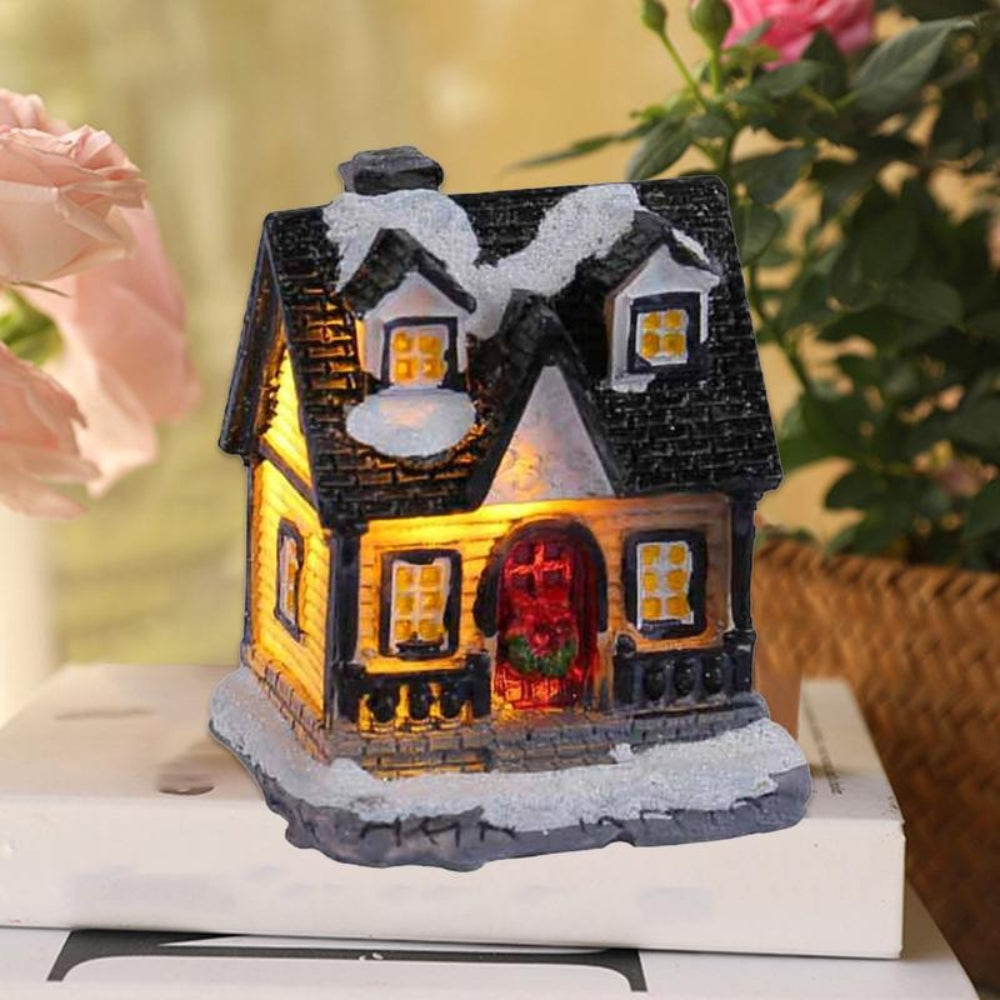 LED Village House Light Up Christmas Village House Resin Light Beacon Table Decoration