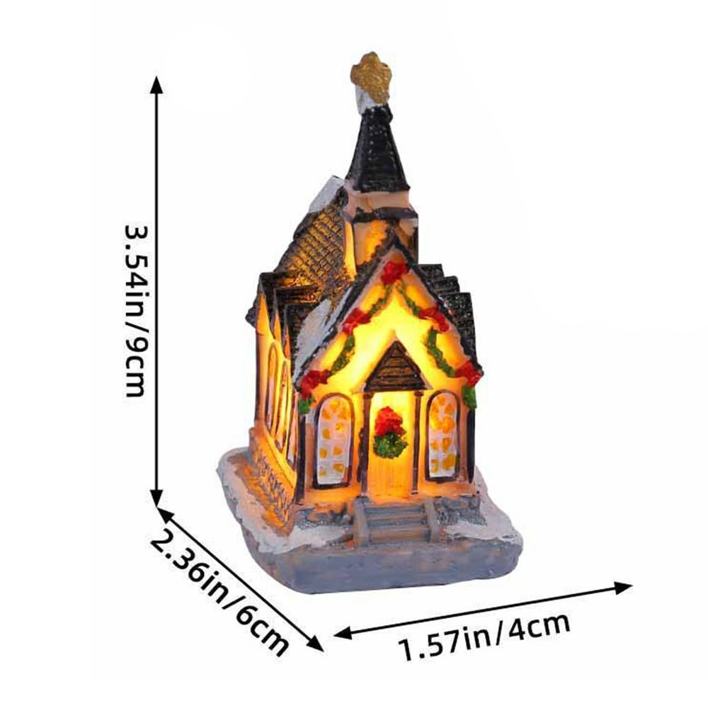 LED Village House Light Up Christmas Village House Resin Light Beacon Table Decoration