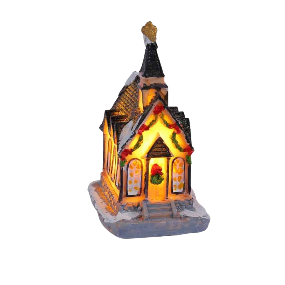 LED Village House Light Up Christmas Village House Resin Light Beacon Table Decoration