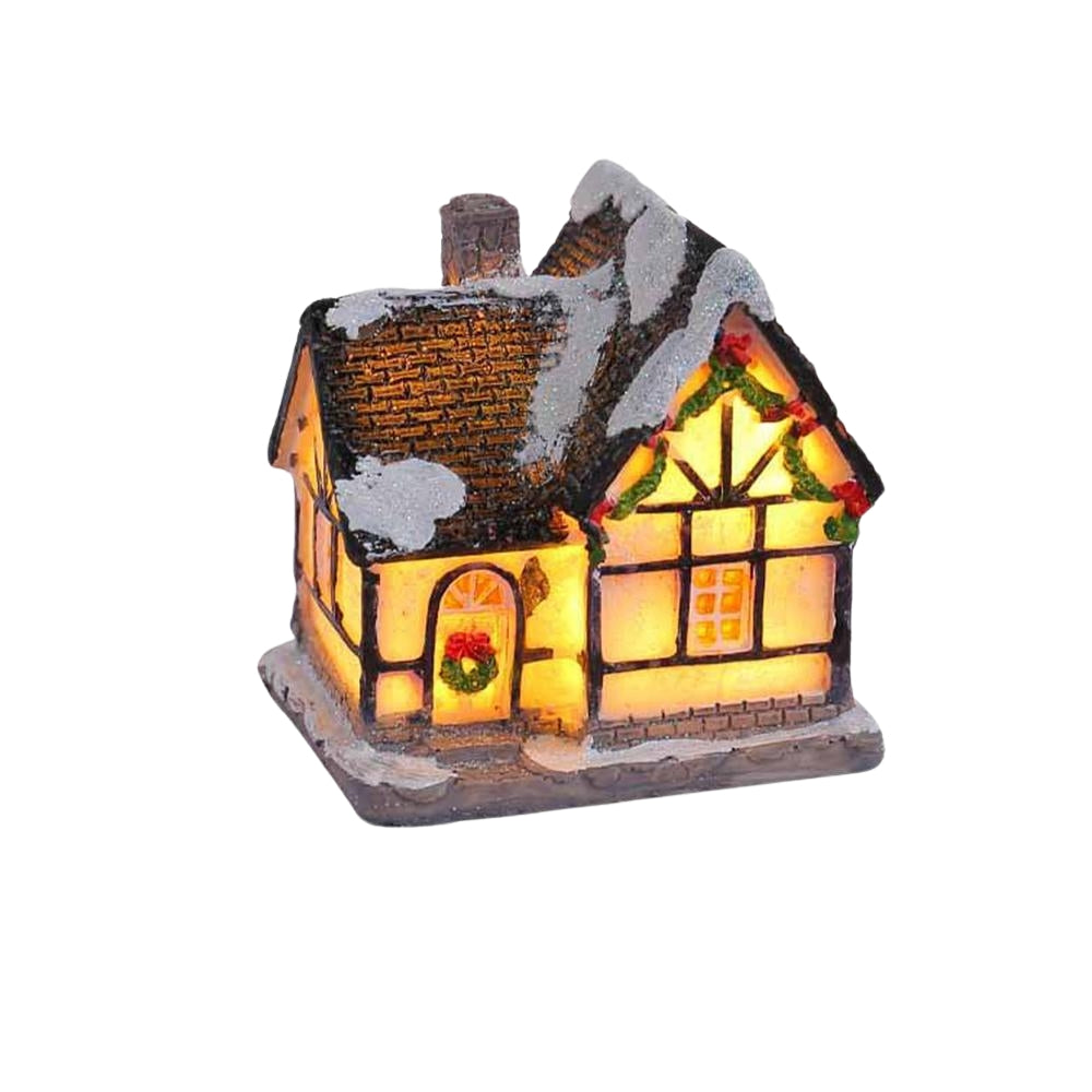 LED Village House Light Up Christmas Village House Resin Light Beacon Table Decoration