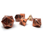 Legendary Copper 7 Piece Metal Dice Set - Black Signature Font - Role-Players