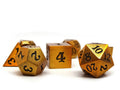 Legendary Gold 7 Piece Metal Dice Set - Black Signature Font