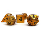 Legendary Gold 7 Piece Metal Dice Set - Black Signature Font