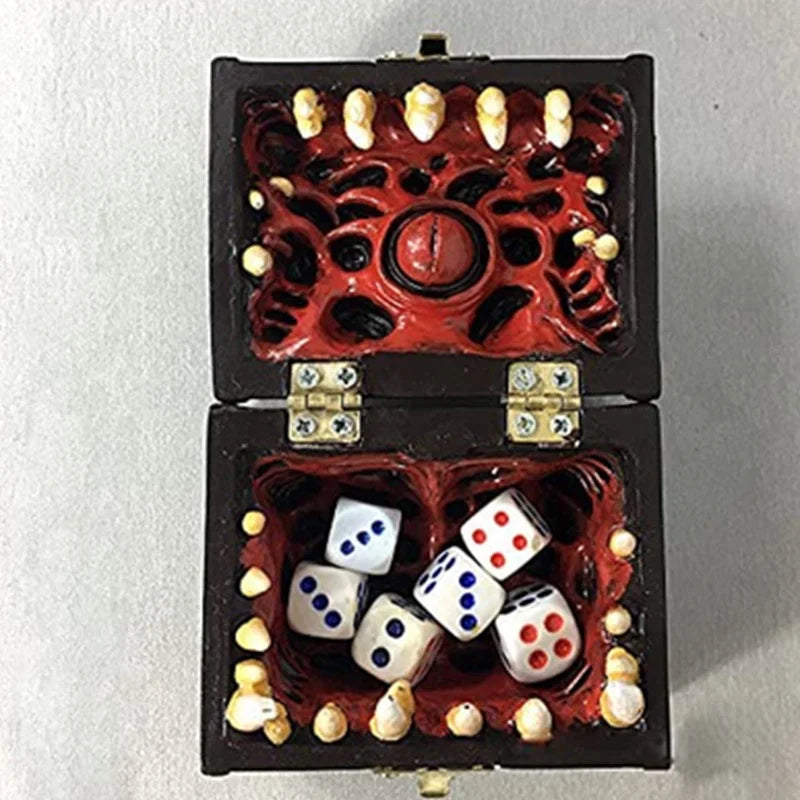 Legendary Mimic dice Chest Crimson Chaos Dungeons and Dragons RPG Roleplaying Tabletop Gaming Pathfinder Fit Polyhedral Dice D&D