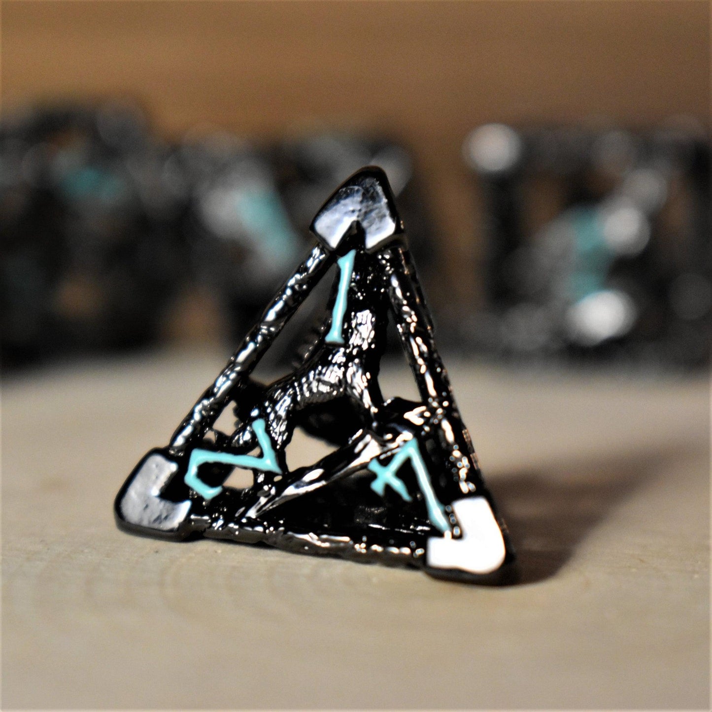 Legends of Valhalla - Black and Blue Hollow Metal Dice Set