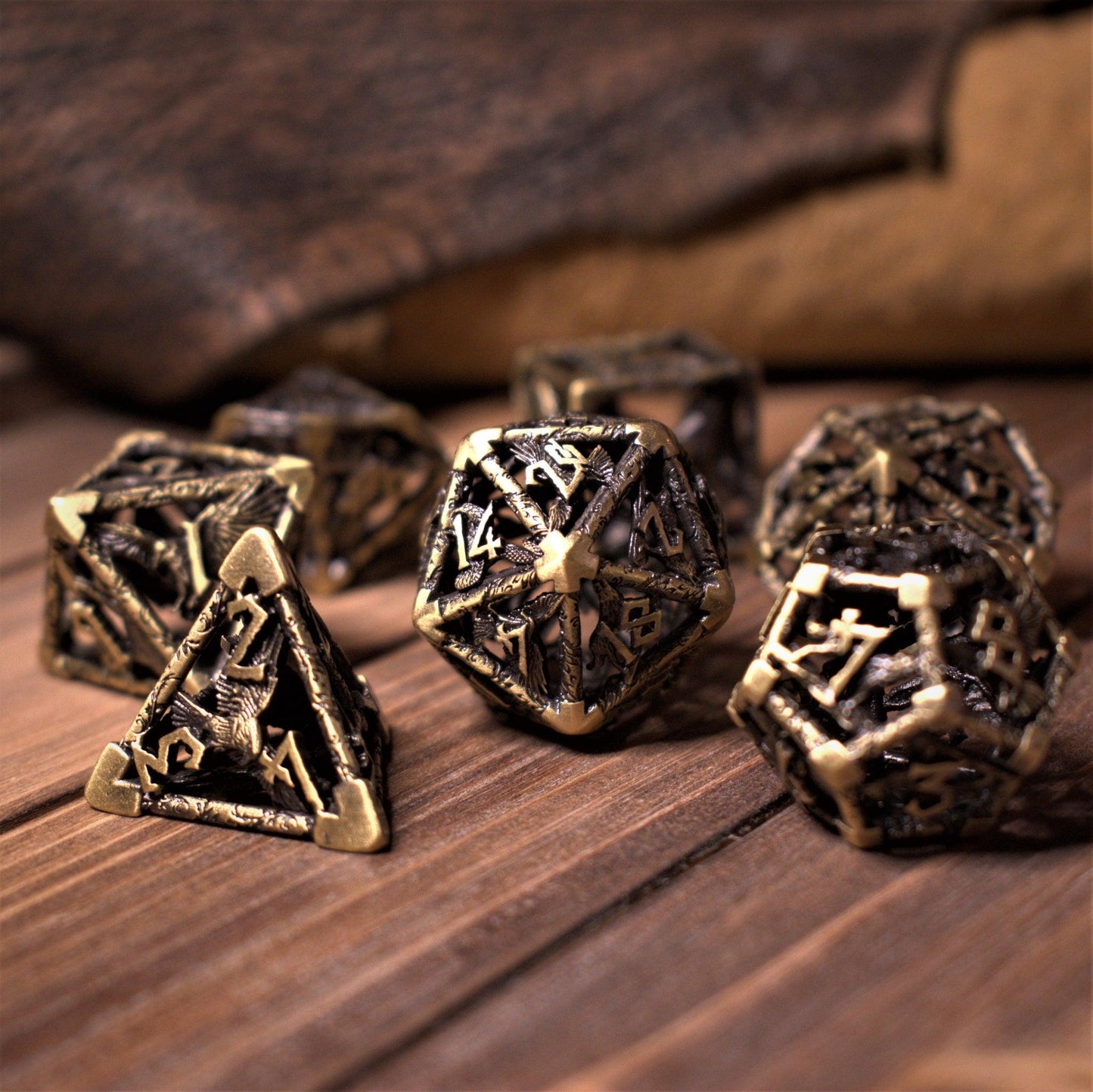 Legends of Valhalla - Gold Hollow Metal Dice Set