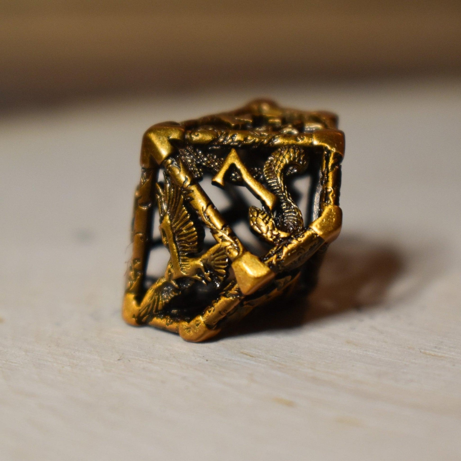 Legends of Valhalla - Golden Brass Hollow Metal Dice Set