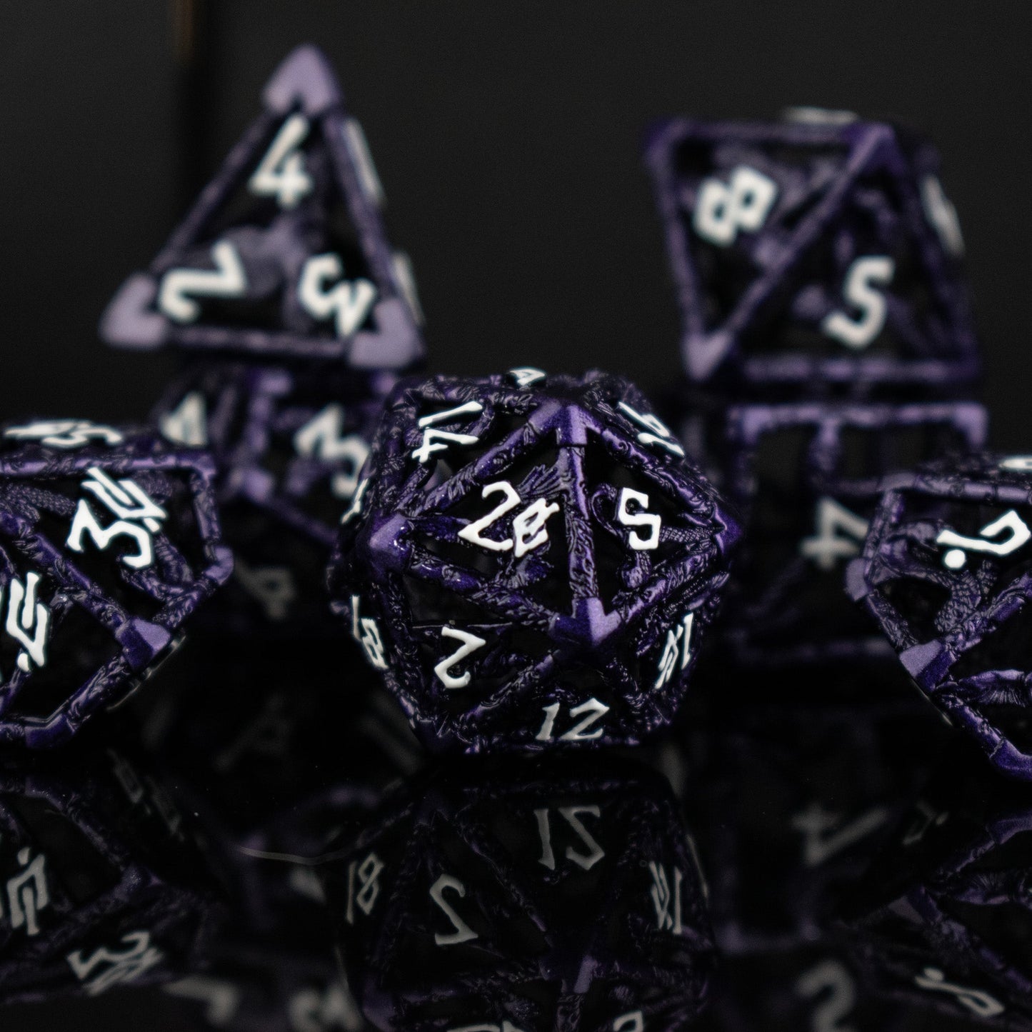 Legends of Valhalla - Purple Hollow Metal Dice Set