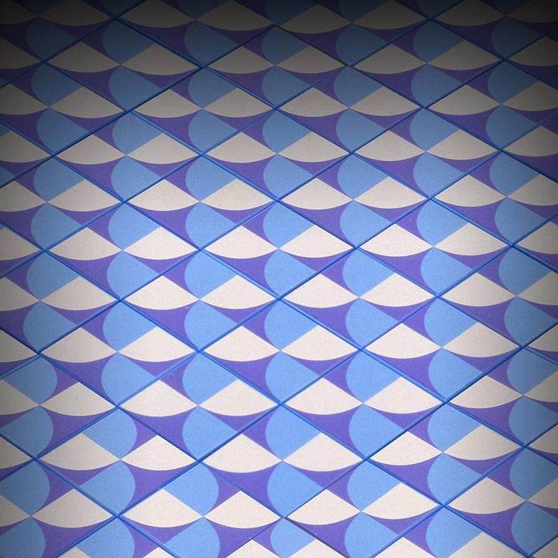 Blue Lightning Scallop Flooring - Custom Printed 2x2 Tile - 