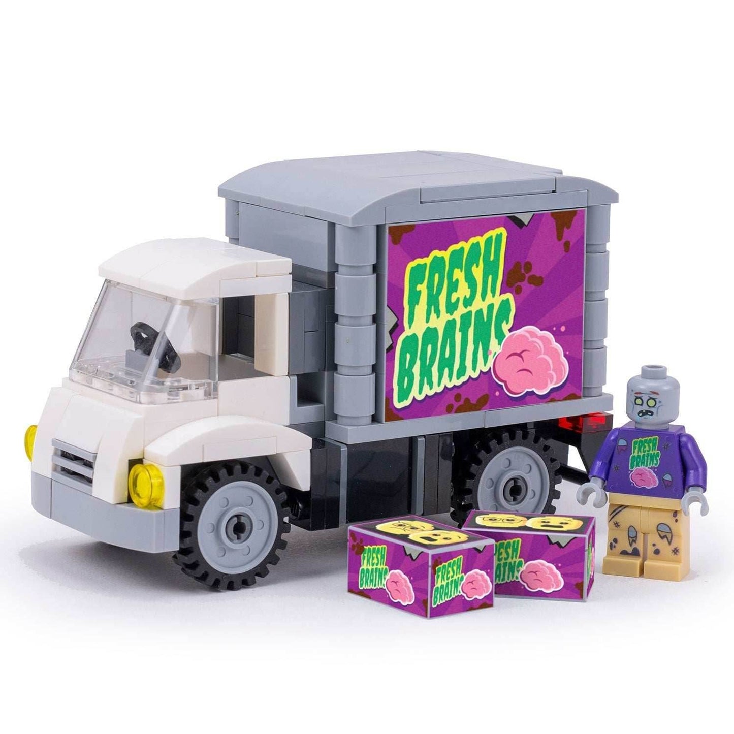 Fresh Brains Zombie Delivery Truck w/ Custom Minifig made using LEGO parts - B3 Customs - 