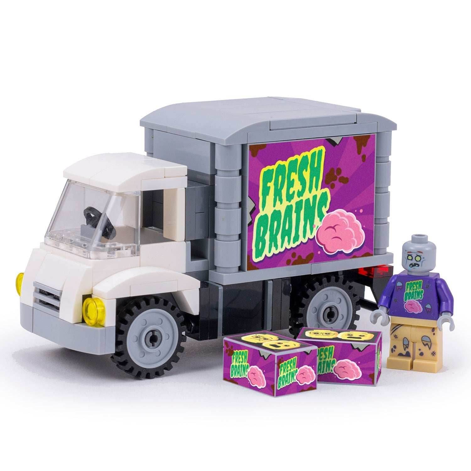 Fresh Brains Zombie Delivery Truck w/ Custom Minifig made using LEGO parts - B3 Customs - 