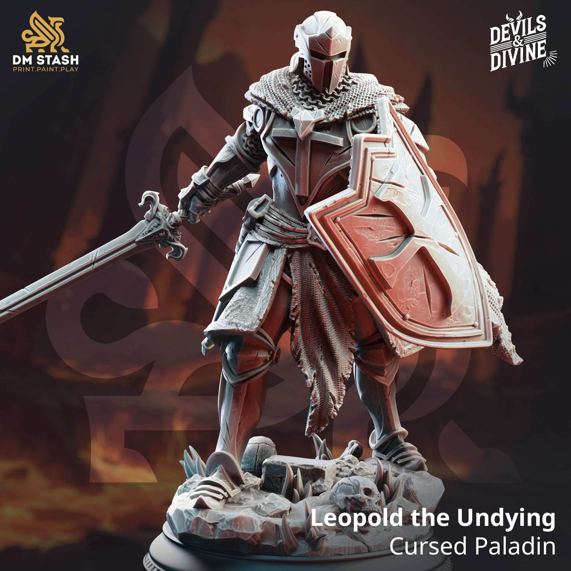 Leopold the Undying (Cursed Male Human Paladin) - 32mm Scale