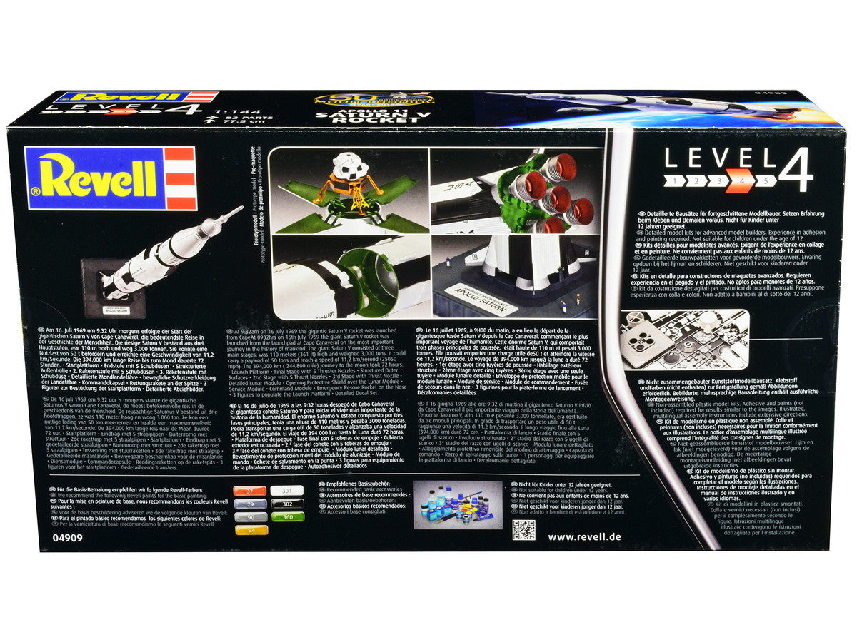 Level 4 Model Kit Apollo 11 Saturn V Rocket "50th Anniversary Moon Landing" 1/144 Scale Model by Revell