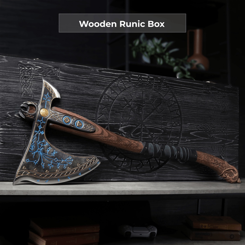 Leviathan Kratos axe with carved handle 35.8"