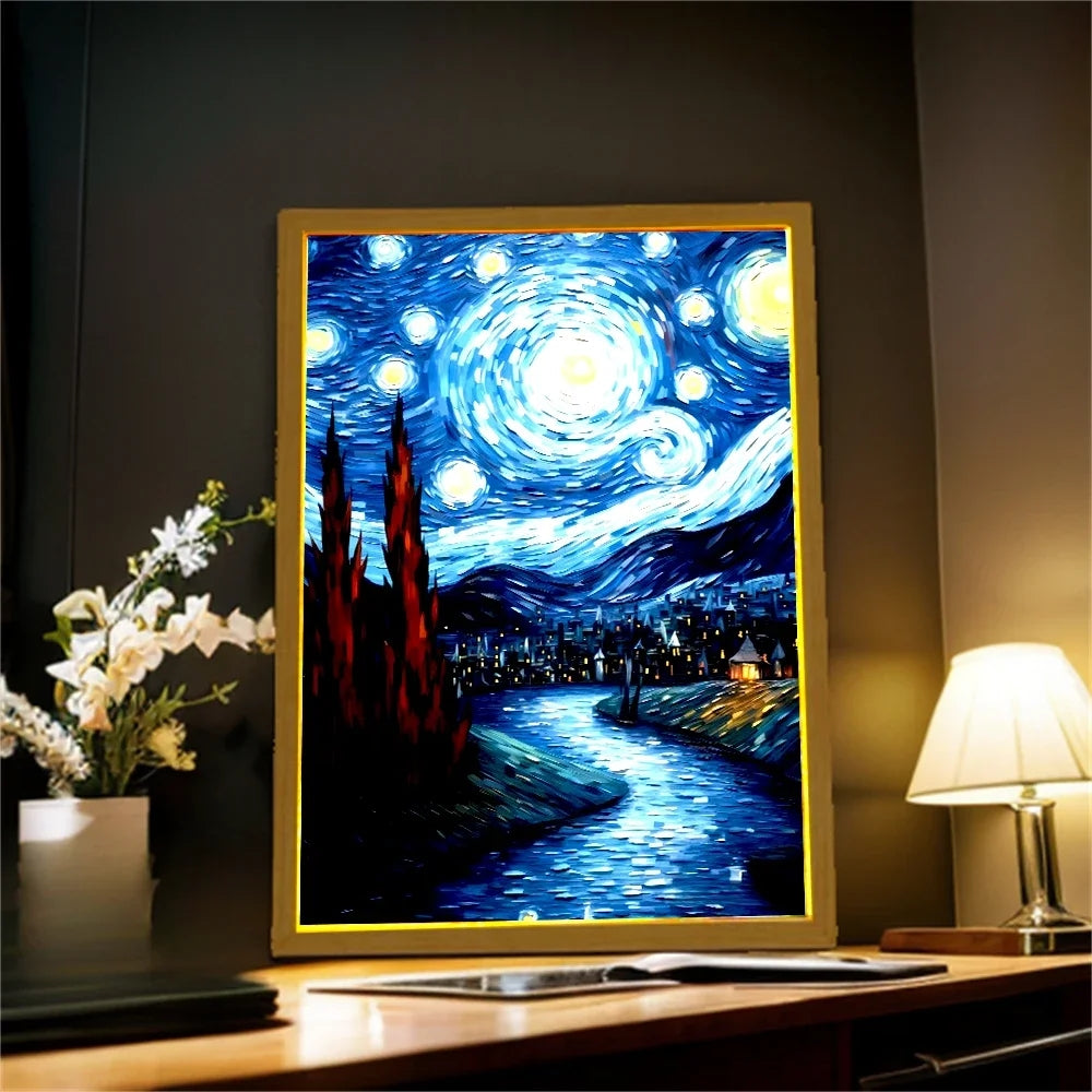 Light Painting Night Light Lamp Van Gogh Starry Sky Wall Art