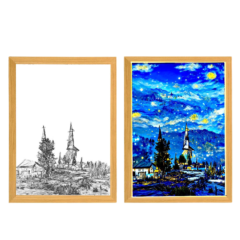 Light Painting Night Light Lamp Van Gogh Starry Sky Wall Art