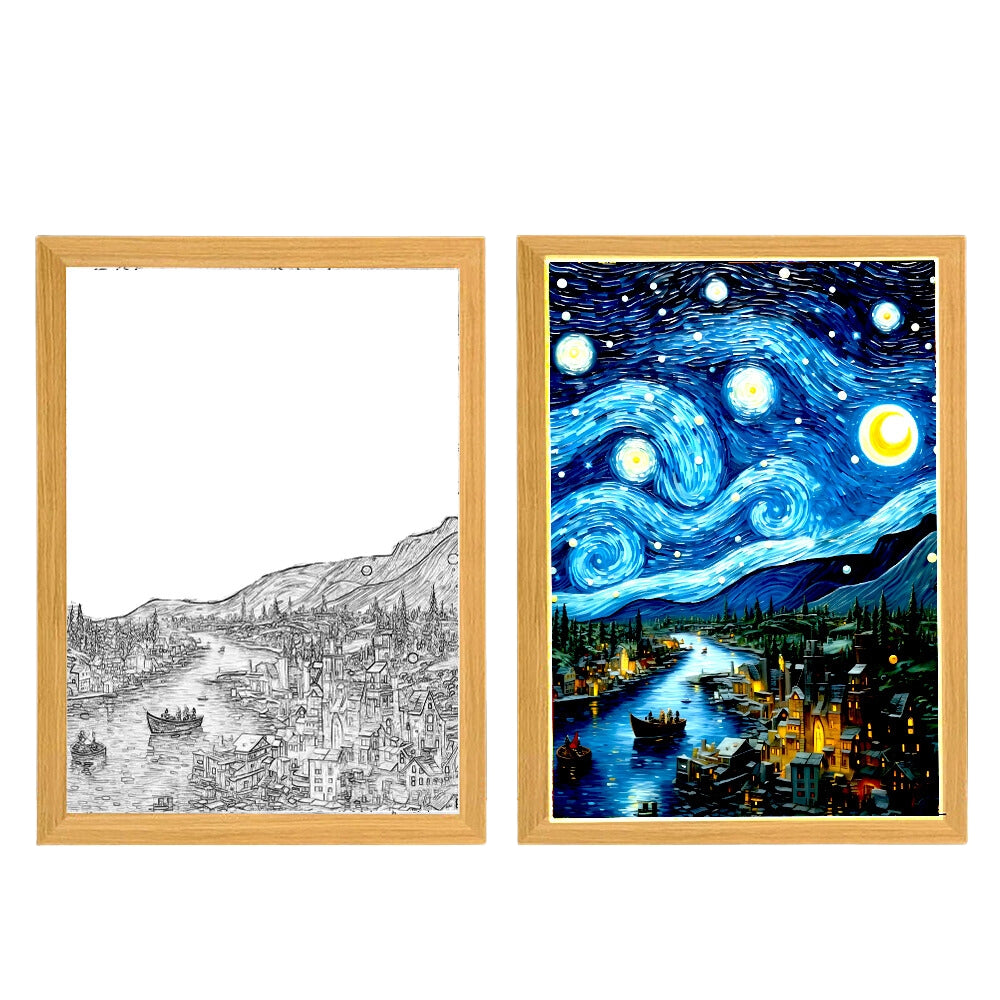 Light Painting Night Light Lamp Van Gogh Starry Sky Wall Art