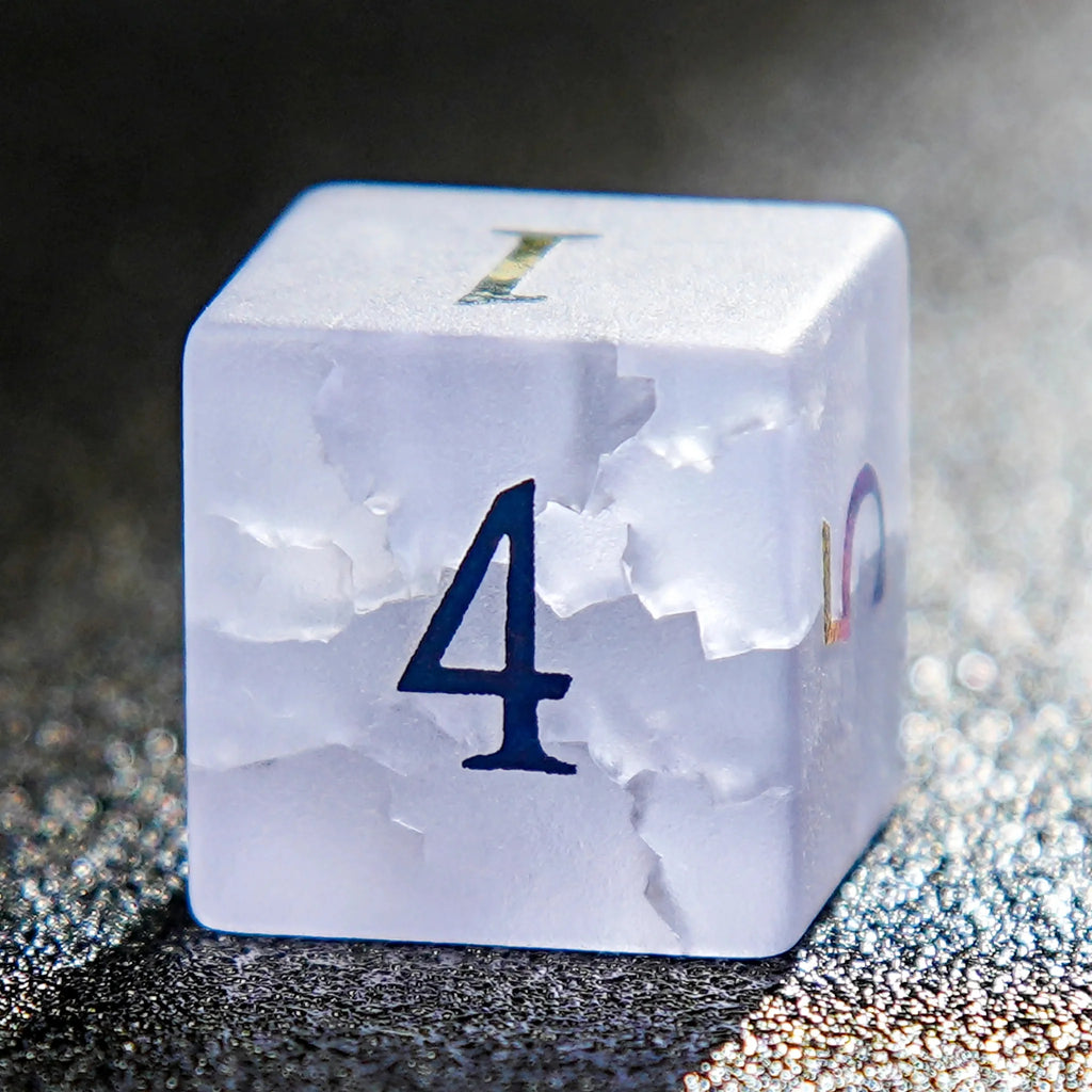 Light Purple Frosted Crystal DND Dice Set + Colorful Numbers