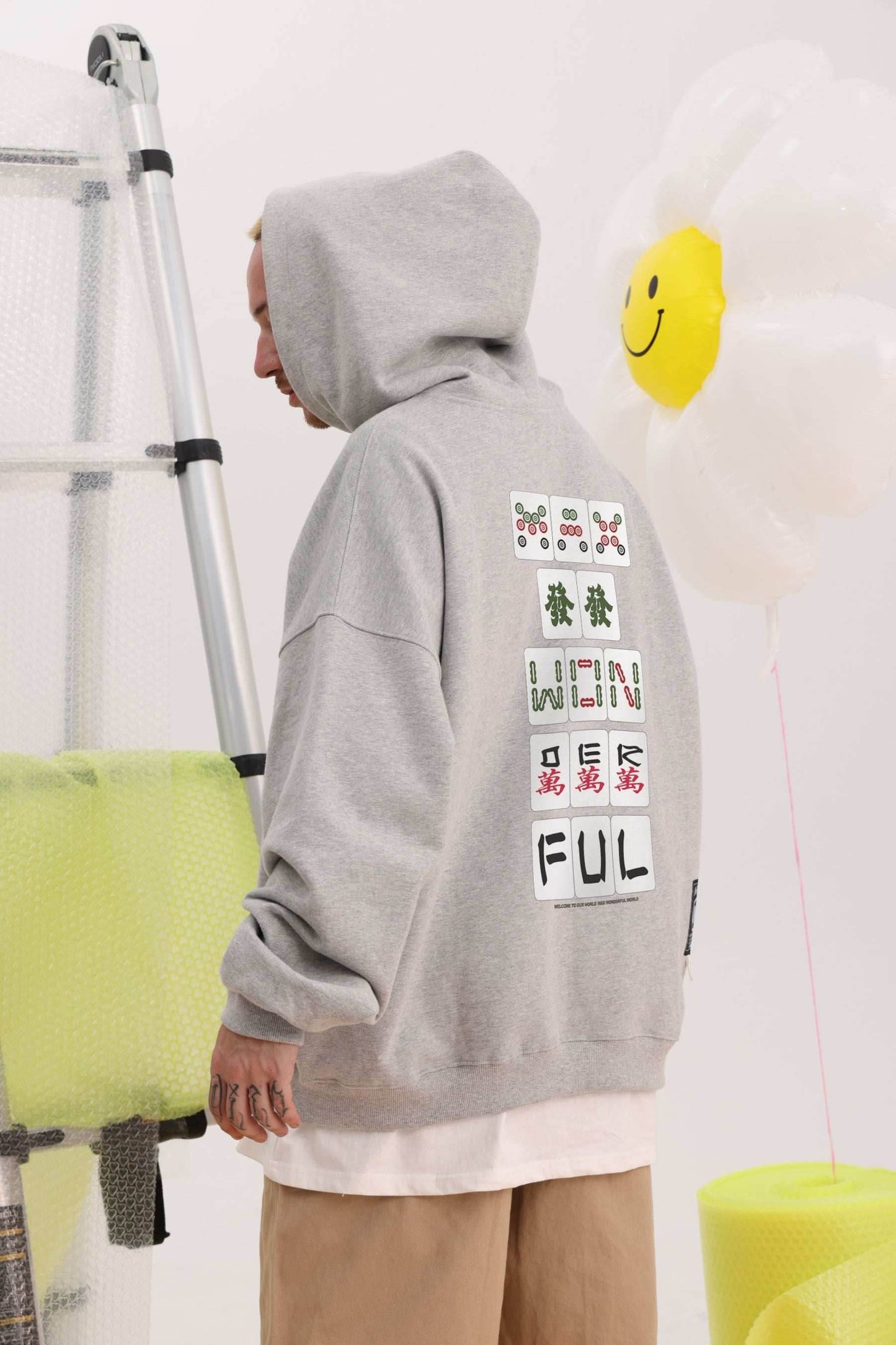 Majhong Hoodie - Light Grey / S