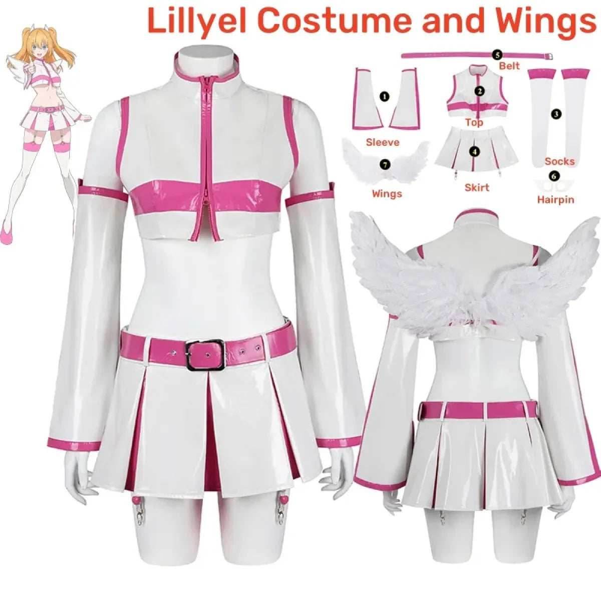 2.5D Seduction Lilysa Amano Cosplay Costume – Full Set with Wig - XS / Cos and Wings