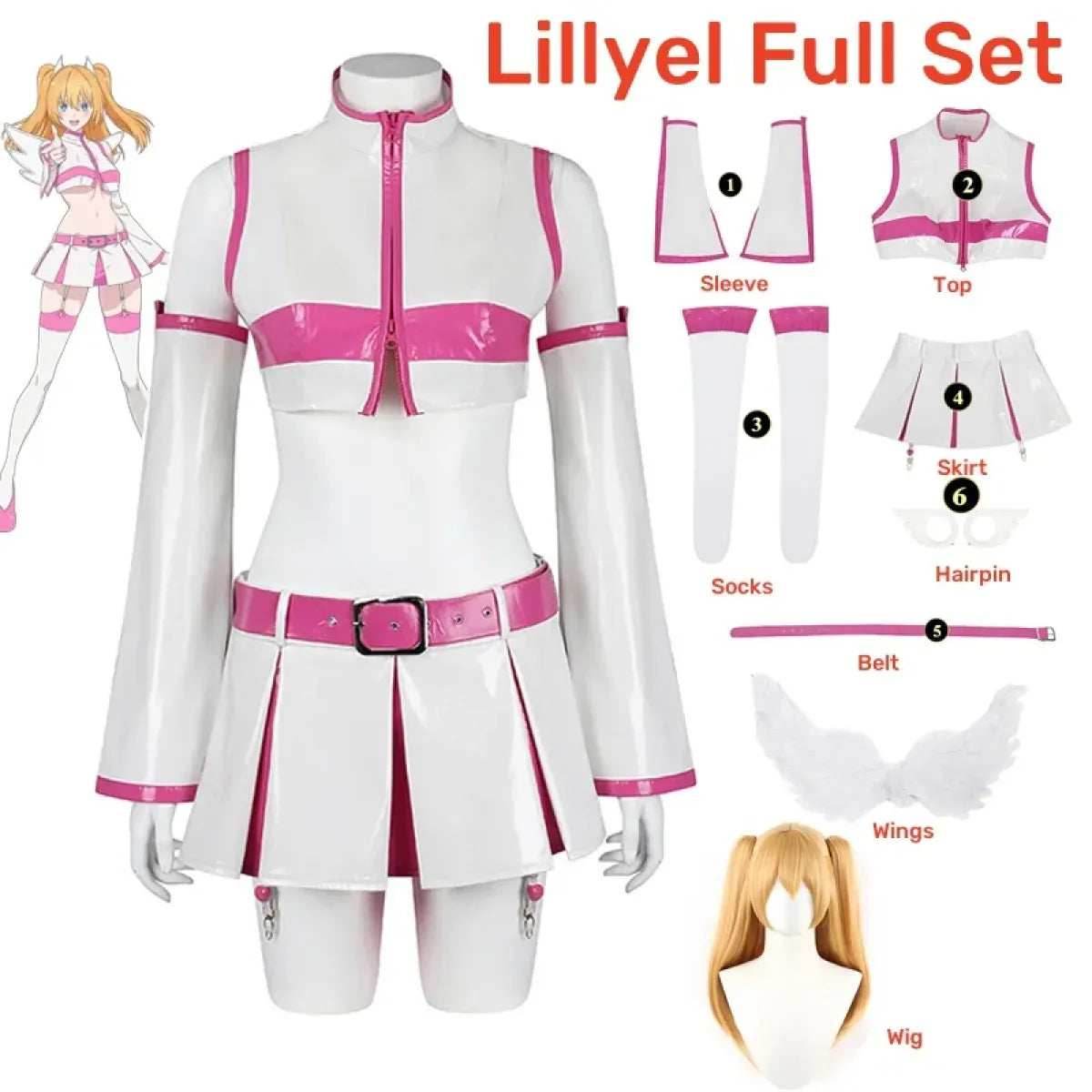 2.5D Seduction Lilysa Amano Cosplay Costume – Full Set with Wig - XS / Cos Wings and Wig