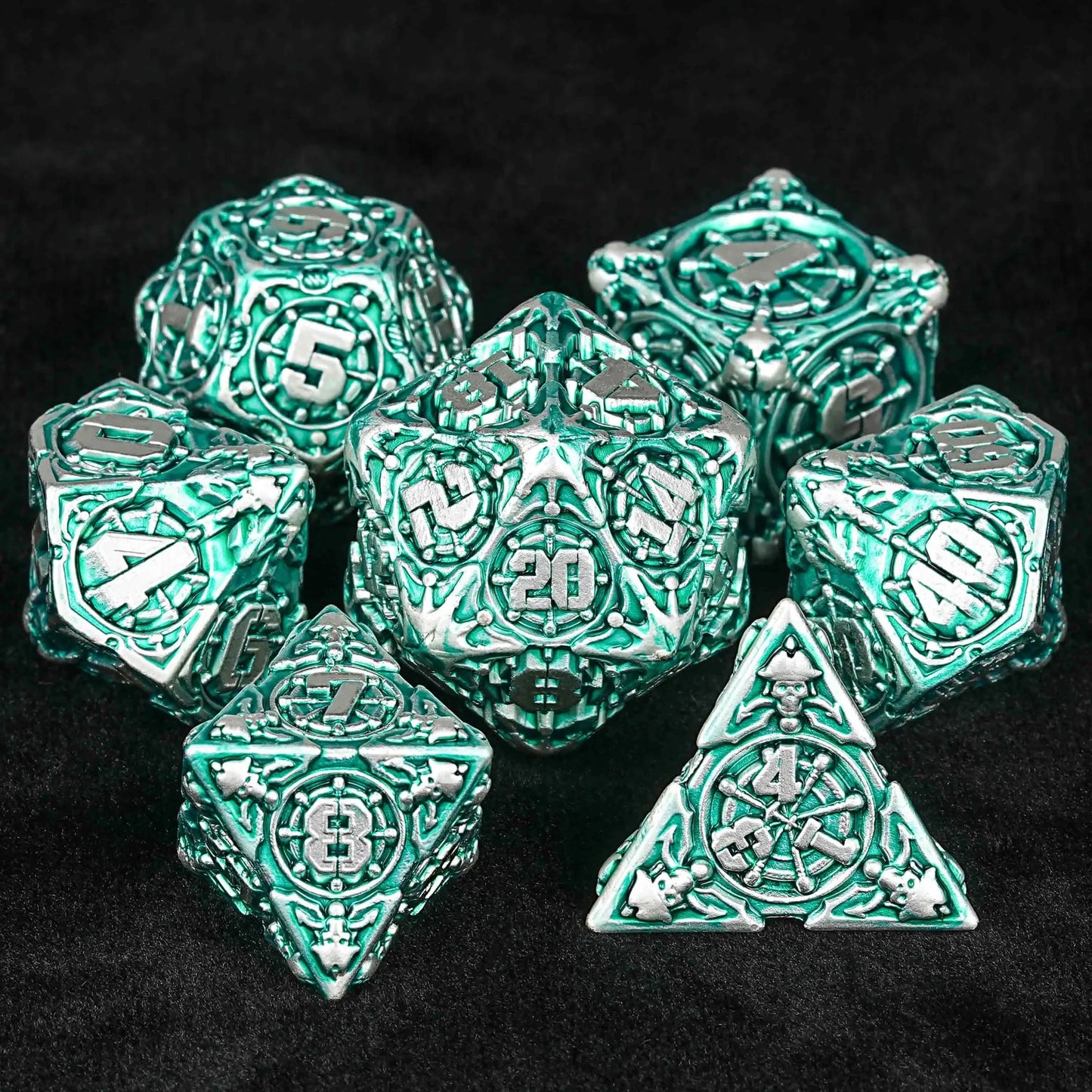 Limited Clearance-Metal Pirate DND Dice Set｜3D Embossed Metal