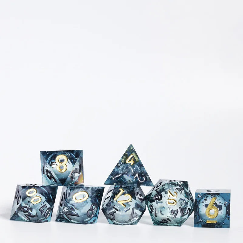 Liquid Core Dice Set with Sharp Edges