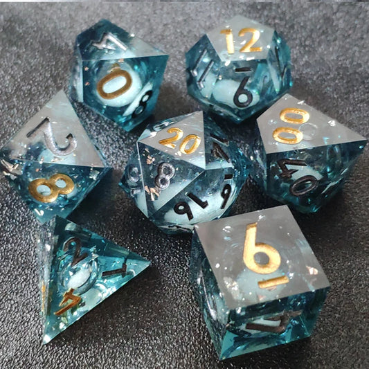 Liquid Core Dice Set with Sharp Edges