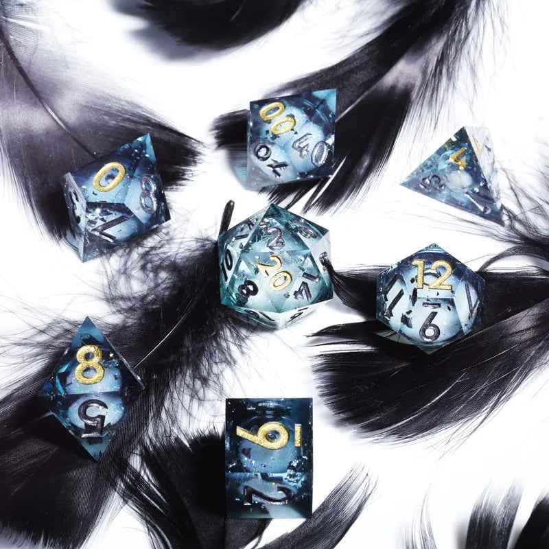 Liquid Core Dice Set with Sharp Edges