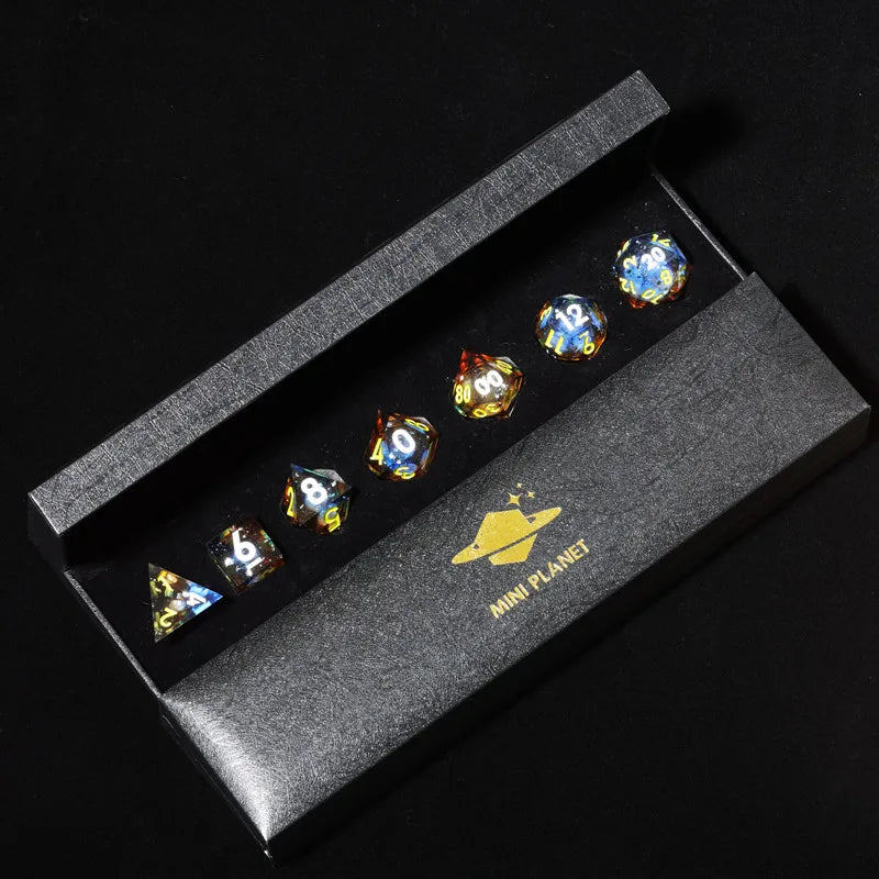 Liquid Core Dice Set with Sharp Edges