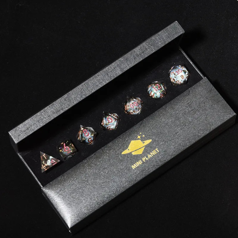 Liquid Core Dice Set with Sharp Edges