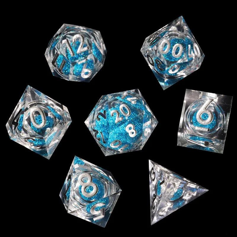 Liquid Core Dice Set with Sharp Edges